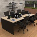 Ver imagem 3 de Estação de Trabalho 4 Lugares Mesa 140x60 com 2 Gavetas Escritório - Dubai/Preto