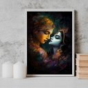 Ver imagem 2 de Quadro Lord Radha Krishna love 24x18cm - com vidro:Madeira branca