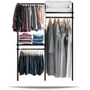 Ver imagem 1 de Closet Arara Aramado Trilho Parede Super Resistente Moderno - 1,30m - Preto