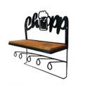 Ver imagem 1 de Prateleira Chopp Porta Copos Parede em Ferro e Madeira Artesanal Rústico