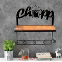 Ver imagem 2 de Prateleira Chopp Porta Copos Parede em Ferro e Madeira Artesanal Rústico