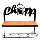 Ver imagem 4 de Prateleira Chopp Porta Copos Parede em Ferro e Madeira Artesanal Rústico