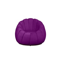Kit Poltrona + Puff Decorativo Concha Veludo Roxo - 2