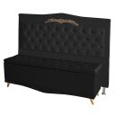 Ver imagem 1 de Kit Cabeceira de Cama Box e Calçadeira Baú Madri Casal 140 Cm Suede Preto Ec Móveis