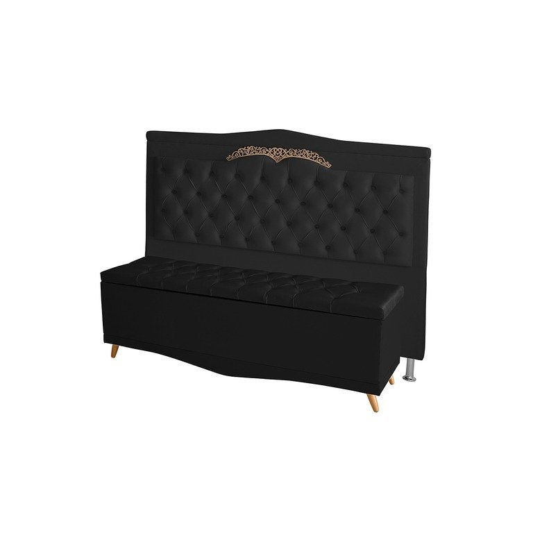 Kit Cabeceira de Cama Box e Calçadeira Baú Madri Casal 140 Cm Suede Preto Ec Móveis Kit Cabeceira de Cama Box e Calçadeira Baú Madri Casal 140 Cm Suede Preto Ec Móveis