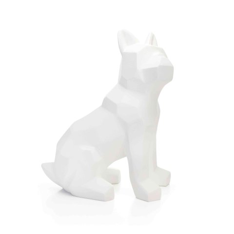 Escultura Decorativa Cachorro em Resina Branco Mate 26 cm - D’Rossi
