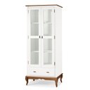 Ver imagem 1 de Cristaleira 2 Portas 3 Prateleiras 1 Gaveta e Pés Luiz Xv 60302 Linz Móveis - Branco/imbuia