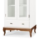 Ver imagem 3 de Cristaleira 2 Portas 3 Prateleiras 1 Gaveta e Pés Luiz Xv 60302 Linz Móveis - Branco/imbuia