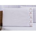 Ver imagem 4 de Jogo lençol Queen casal bordado 3 peças branco caqui veneza