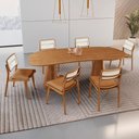 Ver imagem 1 de Conjunto Sala de Jantar Mesa Noronha 180cm Tampo Laminado Organico e 6 Cadeiras Eva Premium