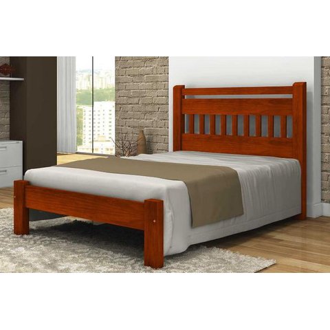 Cama King Size Antares de Madeira Maciça Angelim Pedra/Tauari Mel