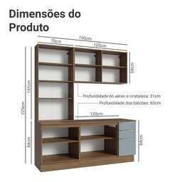 Armário de Cozinha Completa 190cm Lux Madesa Rustic Cinza - 9