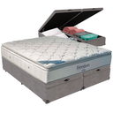 Ver imagem 1 de Cama Box Baú Cinza e Colchão Freedom Molas Ensacadas King Ortobom