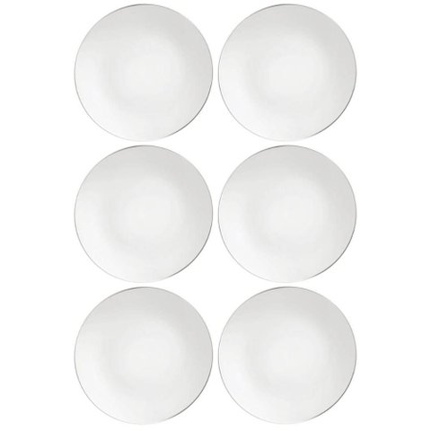 Jogo 6 Pratos Rasos de Jantar Almoço 28cm Porcelana Decorada Tramontina Atena Mesa Posta