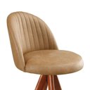 Ver imagem 2 de Kit 2 Banquetas Giratória com Assento Estofado e Base em Madeira Castanho – Lara Exclusiva