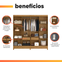 Ver imagem 5 de Guarda Roupa Casal com Espelho 8 Portas 2 Gavetas Madeirado/cinza Marajó Moval