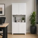 Ver imagem 1 de Armário Alto Estante F5 Office 4 Portas 5 Prateleiras MDP 80cm Cinza