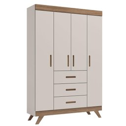 Berço Americano Vitória e Guarda Roupa Retro Maya Off White Carvalho com Colchão Ortobom – Canaã - 2