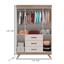 Berço Americano Vitória e Guarda Roupa Retro Maya Off White Carvalho com Colchão Ortobom – Canaã - 3