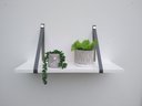 Ver imagem 2 de Kit 2 Prateleira Mdf Branco Couro Cinza