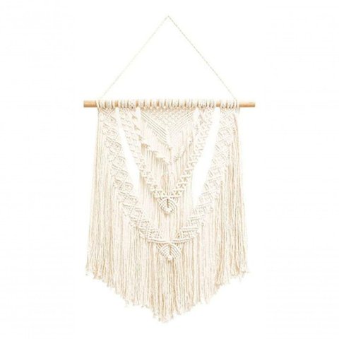 Painel de Parede Macrame com Fios 100% Algodão Decorativo Bege Redes de Dormir Premium Colchões