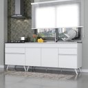 Ver imagem 1 de Kit 2 Balcões Gabinete Pia 150 Cm E Cooktop 70 Cm Veneza Multimóveis Mp2073.891 Branco