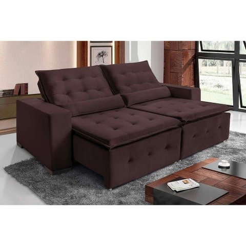 Sofá Spazzio 5 Lugares 2,50cm Retrátil e Reclinável - de Casa Décor e Estofados Marrom