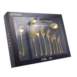 Faqueiro Wolff Viena 54 Peças de Aço Inox Dourado - 1