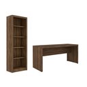 Ver imagem 1 de Escritório com Mesa para Computador Simples Gavetas e Armário Nogal - Fdecor