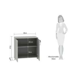 Armário para Escritório Baixo 2 Portas com Chave Web15 Espresso Móveis - 4