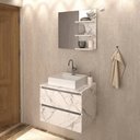 Ver imagem 1 de Conjunto Kit para banheiro 60cm com Gabinete espelheira e cuba CJ43018-111 Móvel na Caixa Mármore Br