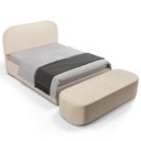 Ver imagem 1 de Cabeceira Cama Box King 160cm Lanna com Puff Recamier Doha W01 Linho Palha - Lyam Decor