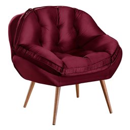 Poltrona Decorativa Almofadada com Pé Palito Veludo Dallas Vinho - Sofá Casa - 2