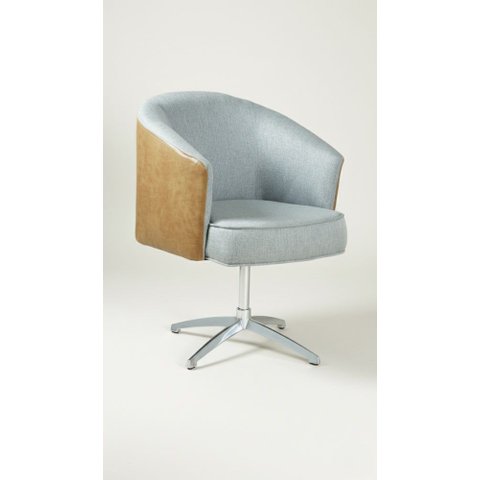 Poltrona Julia Giratoria Base Aluminio - Nobly Decor Cinza/Couro Marrom