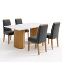 Ver imagem 2 de Conjunto Mesa de Jantar 4 Lugares Retangular 120x80cm MDF Cinamomo Off White Grafite