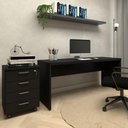 Ver imagem 1 de Mesa Escrivaninha 170cm com Gaveteiro 4 Gavetas F5 Office Cor:preto