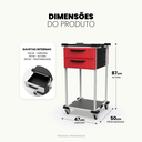 Ver imagem 3 de Carrinho Auxiliar Organizador Multiuso com 2 Gavetas, Estrutura em Aço, Tampo em Psai - Mad.U Two