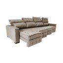 Ver imagem 7 de Sofá Retrátil e Reclinável 3.20m Molas Ensacadas e Costura Tripla Cama inBox Nobre Suede Bege