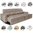 Ver imagem 3 de Sofá Retrátil e Reclinável 3.20m Molas Ensacadas e Costura Tripla Cama inBox Nobre Suede Bege