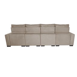 Sofá Retrátil e Reclinável 3.20m Molas Ensacadas e Costura Tripla Cama inBox Nobre Suede Bege - 6