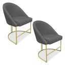 Ver imagem 1 de Kit 02 Cadeiras Poltrona de Jantar Bela Veludo Base Metálica Industrial Dourado - Pallazio