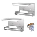 Ver imagem 1 de Suporte Papel Higienico Inox Kit 2 Unidades Lavabo Banheiro Prateleira Porta Objeto Celular Apoio Su