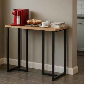 Mesa Buffet Pequeno para Cantinho do Café Mali 76cm Estilo Industrial:freijo / Preto