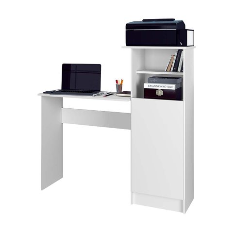 Mesa para Computador com Estante California 109 X 110 Cm Mdp Branco - Clicklar