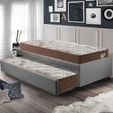 Ver imagem 3 de Bicama Box Solteirão 103x208 Suede Cinza com 2 Colchões Relax Adorabile Molas Ensacadas Ecoflex