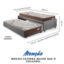 Ver imagem 2 de Bicama Box Solteirão 103x208 Suede Cinza com 2 Colchões Relax Adorabile Molas Ensacadas Ecoflex