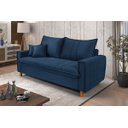 Ver imagem 2 de Sofa Living com Bau Multiuso 3 Lugares Suede Pes em Madeira: Azul-marinho