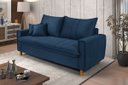 Ver imagem 2 de Sofa Living com Bau Multiuso 3 Lugares Suede Pes em Madeira: Azul-marinho