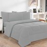 Kit Edredom + Jogo De Lençol 7Pçs Casal Cinza Cinza - 1