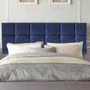 Ver imagem 1 de Painel Estofado Luxo Espanha Solteiro Madeira Maciça Suede Azul Marinho Gat Magazine 90cm